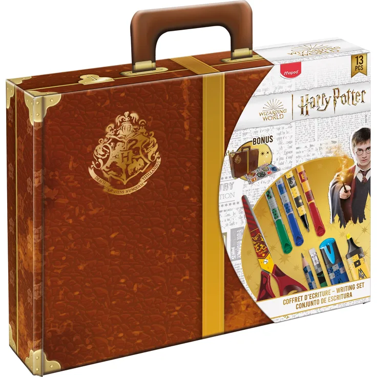 Maped Harry Potter Hogwarts Koffer Geschenkbox, 13-teilig mit Textmarkern, Finelinern, Schere und Stickern