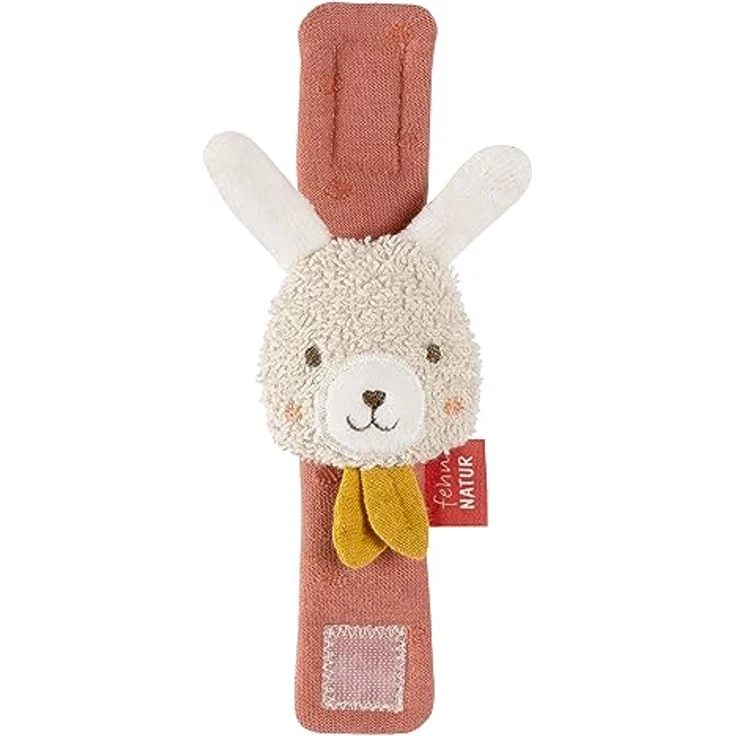Fehn Rasselarmband Hase fehnNATUR – Activity-Armband mit Rassel und Bio-Baumwolle (kbA) zum Greifen, Bewegen & Geräusche erzeugen – Lernspielzeug für Babys und Kleinkinder ab 0+ Monaten - Preisvergleich – Bild 1