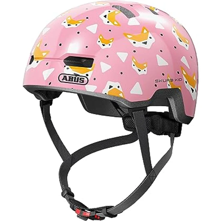 ABUS Kinderhelm Skurb Kid - Robuster Fahrradhelm im Skater-Look mit Platz für Zopf - Rosa mit Füchsen, Größe M – Bild 5