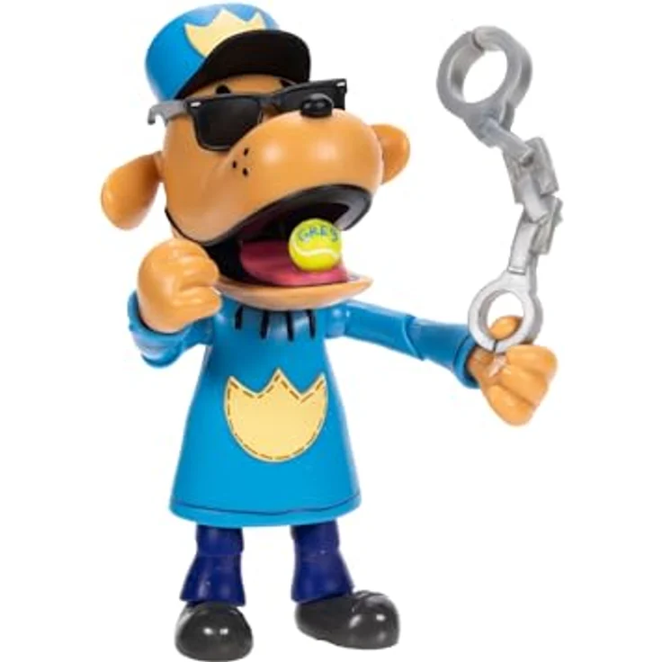 Dog Man 13 cm Dog Man Figur mit 16 Artikulationspunkten und Zubehör, inkl. Brille, Tennisball und Handschellen – Bild 4
