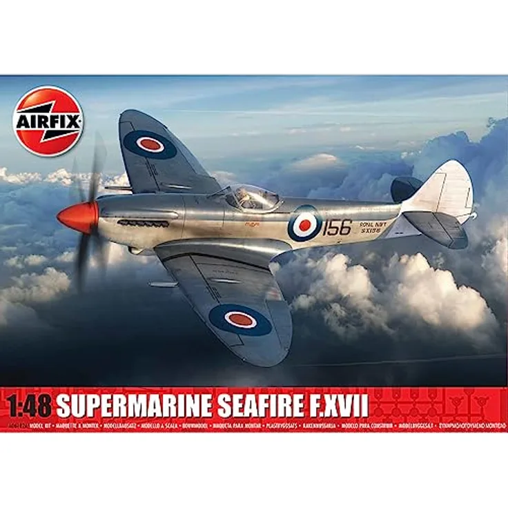 Airfix Supermarine Seafire F.XVII Modellbausatz, verkürzter hinterer Rumpf, charakteristische Tränenform, 3 Schema-Optionen