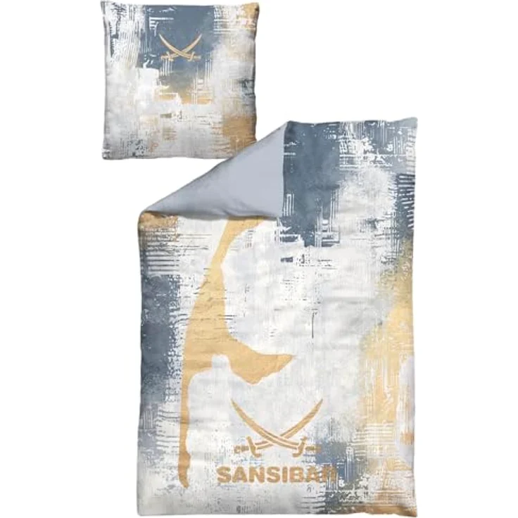 Sansibar Bettwäsche-Set Island 135x200 Wendebettwäsche mit Sylt Druck, 100% Baumwolle, Blau, YKK-Reißverschluss – Bild 4