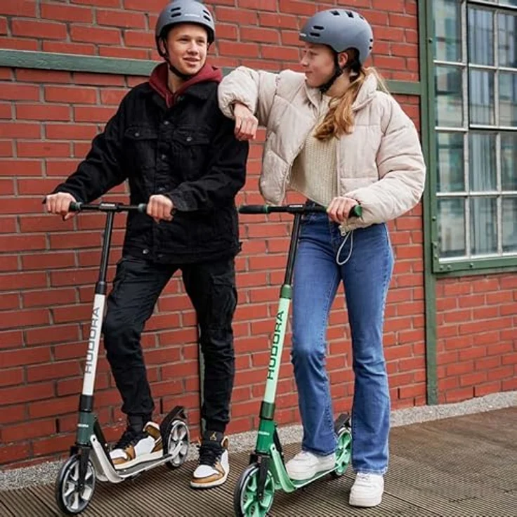 Hudora Cityroller BigWheel® 205 Advanced, einklappbarer und höhenverstellbarer Kick-Scooter für max. 100kg, Mattschwarz  – Bild 2