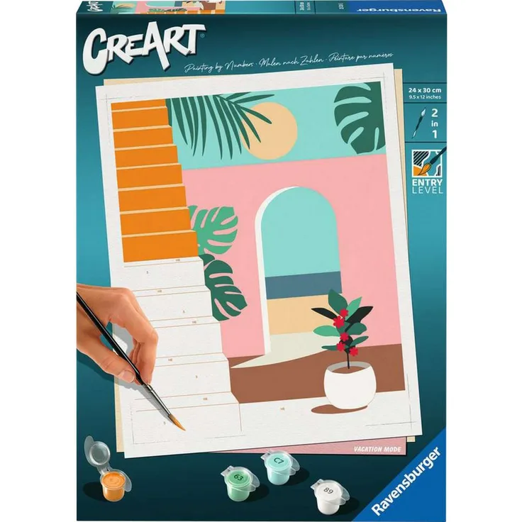 Ravensburger Malen nach Zahlen Ravensburger CreArt - Urlaubsmodus, Malen, Acrylfarben-Set, Motivgröße 24 x 30 cm