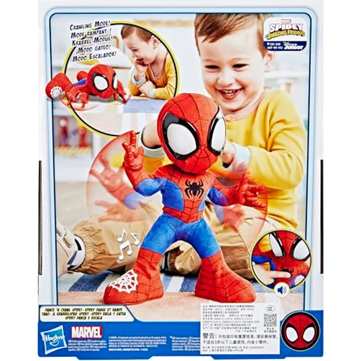 Hasbro Marvel Spidey und seine Super-Freunde Tanz- & Krabbelspaß Spidey Hörspielfigur mit fünf Soundeffekten und zwei Liedern, mehrfarbig – Bild 3