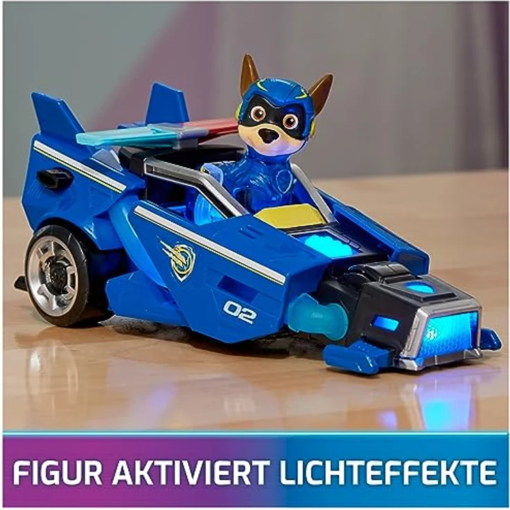PAW PATROL: Der Mighty Kinofilm, Superhelden-Basis-Fahrzeug Spielzeugauto von Chase mit Welpenfigur, Polizeiauto mit Licht- und Geräuscheffekten, Spielzeug geeignet für Kinder ab 3 Jahren – Bild 3