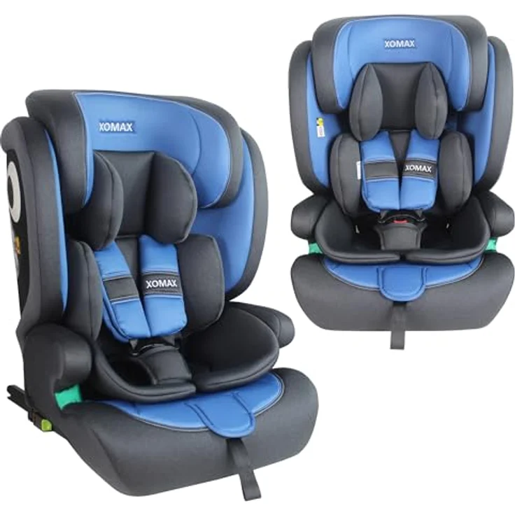 XOMAX LM238, Autokindersitz ISOFIX anthrazit-blau, für Kinder 9-36 kg, ab 15 Monaten bis 12 Jahre, verstellbar, waschbare Bezüge – Bild 2