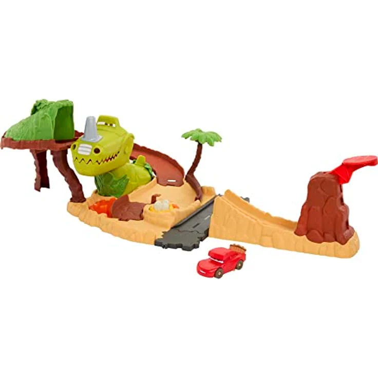 Mattel Disney+ Dino Park Playset, Fahrzeugspielset mit Cave Lightning McQueen und Abschussrampe – Bild 1