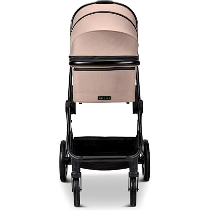 Moon Aura Kombikinderwagen, 2-in-1-System mit Babywanne und Sportsitz, regen- und schmutzabweisend, veganer Leder-Schieber, Allradfederung, bis 22 kg – Bild 4