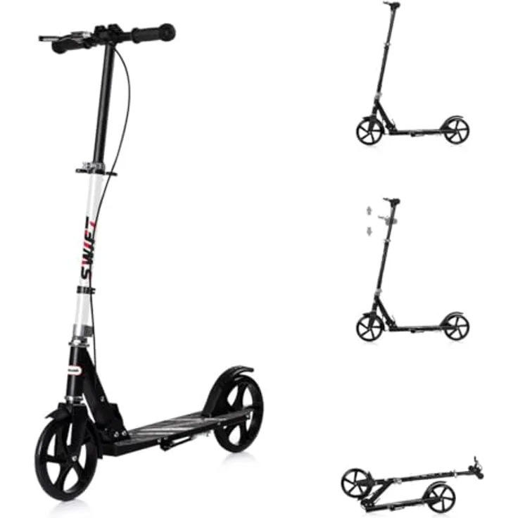 Chipolino Kinderroller Swift, klappbar mit rutschfesten Griffen, ABEC-7 Lager, Hinterradbremse, weiß