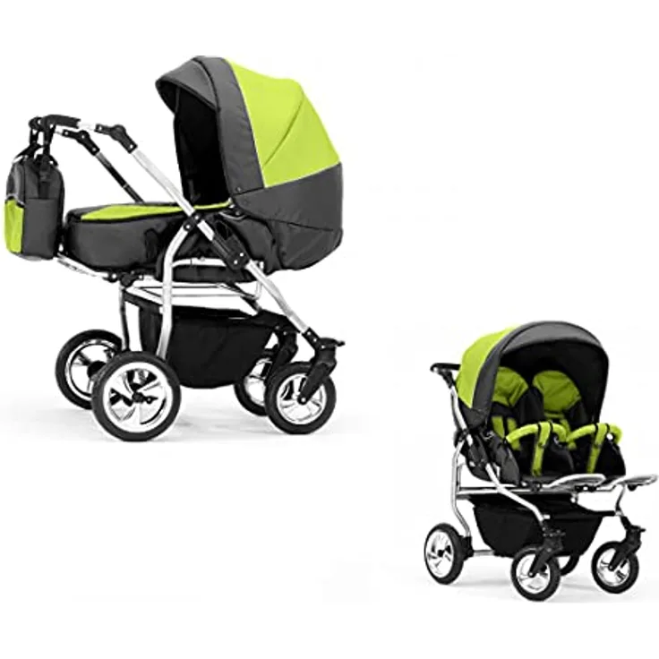 Elcar Zwillingskinderwagen 2 in 1 Duo Twin inkl. Sportsitze - 11 Teile - in 20 Farben, variabel und komfortabel