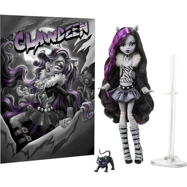 Mattel® Anziehpuppe Monster High "Reel Drama" Sammlerpuppe Clawdeen Wolf, Schwarz-Weiß mit einzigartiger Graustufen-Ästhetik und exklusivem Zubehör – Bild 5