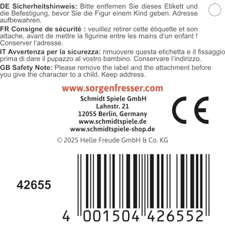 Schmidt Spiele Sorgenfresser, Gretchen, 26 cm Plüschfigur - Hochwertiger Plüsch, handwaschbar, ab 0 Jahren – Bild 2