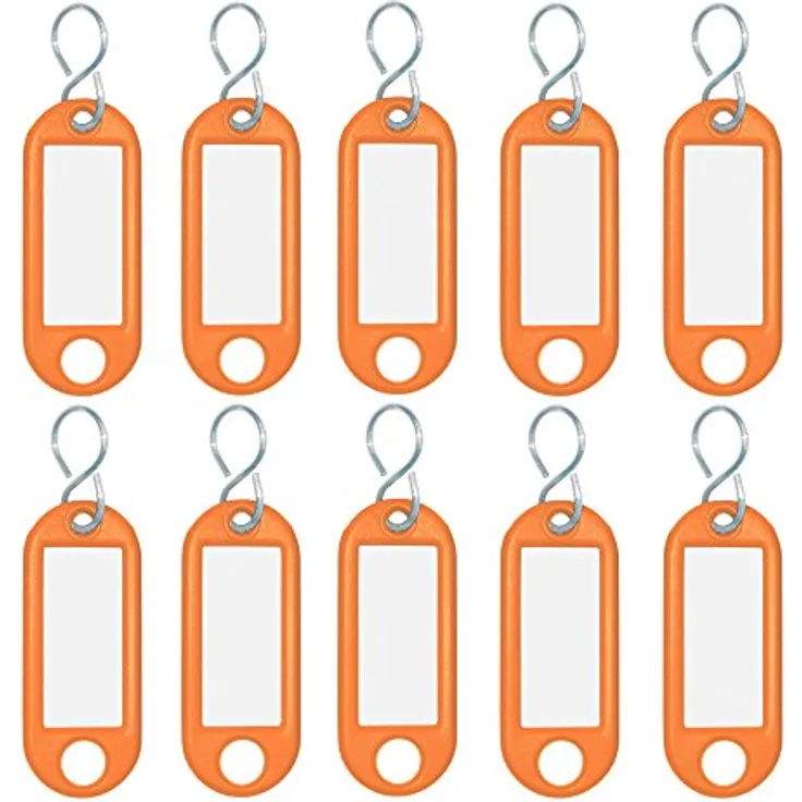 Wedo 262103406 Schlüsselanhänger Kunststoff (mit S-Haken, auswechselbare Etiketten) 10 Stück, orange
