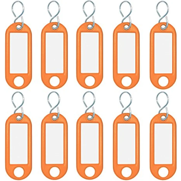 Wedo 262103406 Schlüsselanhänger Kunststoff (mit S-Haken, auswechselbare Etiketten) 10 Stück, orange