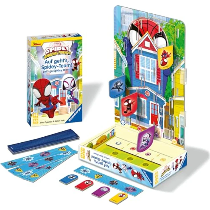Ravensburger 22594 Spidey and his Amazing Friends - Auf geht's, Spidey-Team! - Mitbringspiel für 2-4 Spieler ab 4 Jahren, 3D Aufbau, für Fans der Serie geeignet – Bild 4