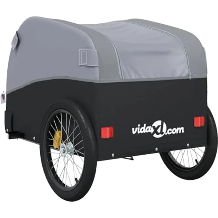 vidaXL Fahrradlastenanhänger Fahrradanhänger Schwarz und Grau 30 kg Eisen, Robustes Material, Praktisches Design, Cleveres Design – Bild 9