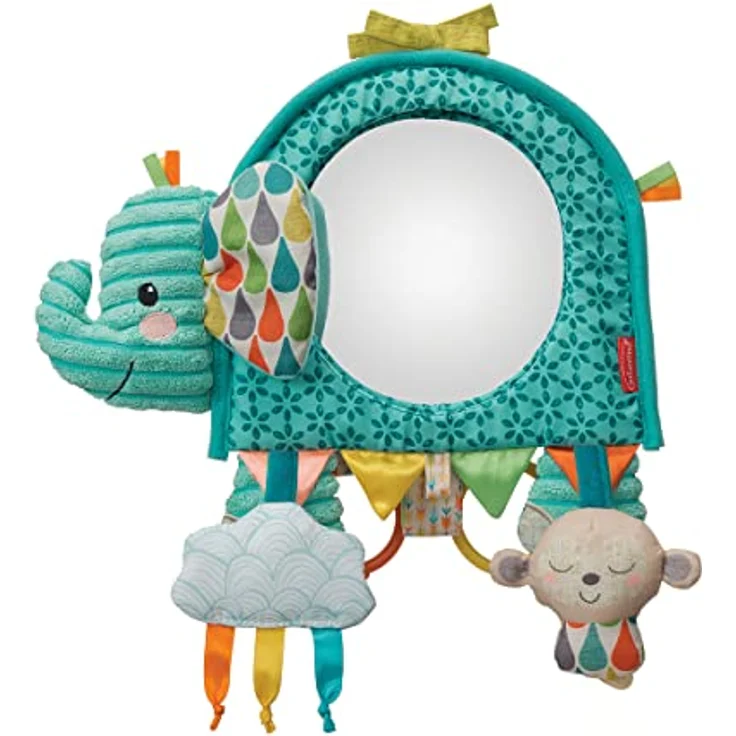 Infantino Go Gaga Elephant Activity Mirror, Activity-Spielzeug mit Spiegel, sensorisches Spielzeug für Tummy Time Zuhause oder für Auto, Buggy oder Kinderbett – Bild 2