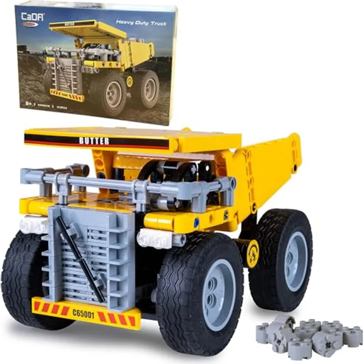 JAMARA CADA Muldenkipper Bricks, 372 Teile, manuelle Kippmulde und Zahnstangenlenkung, Bau-Set für Kinder ab 8 Jahren