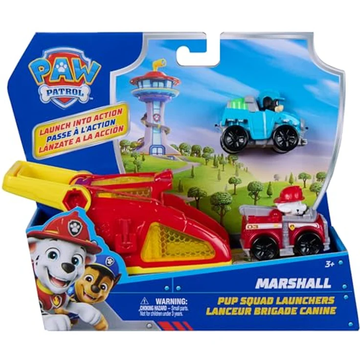 Nobrand Paw Patrol Pup Squad Launchers Marshall, 2er Pack Spielzeugautos mit Launcher und mini Fahrzeugen, ideal für Kinderhände – Bild 10