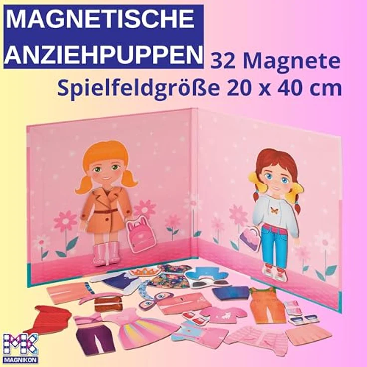 MAGNIKON Anziehpuppe Magnetische Anziehpuppen Reisespiel Magnetspielbox Alice und Agatha (32-tlg., Puppe zum Ankleiden) - Magnetanziehpuppe, praktisches Magnetspiel für Kinder ab 3 Jahren – Bild 3