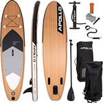 Apollo SUP Board Wood - Allround - 300 x 15 cm, leicht, sicher und für Einsteiger und Profis geeignet