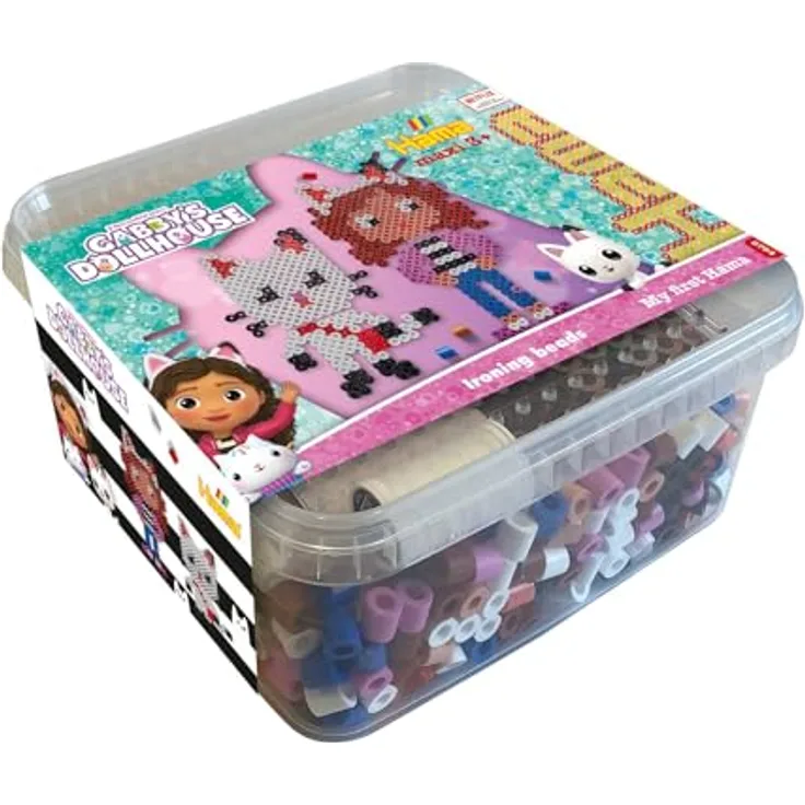 Hama Perlen 8754 - Bügelperlen Maxibox, Gabby's Dollhouse, mit ca. 900 Maxi-Perlen, kreativer Bastelspaß für Groß und Klein
