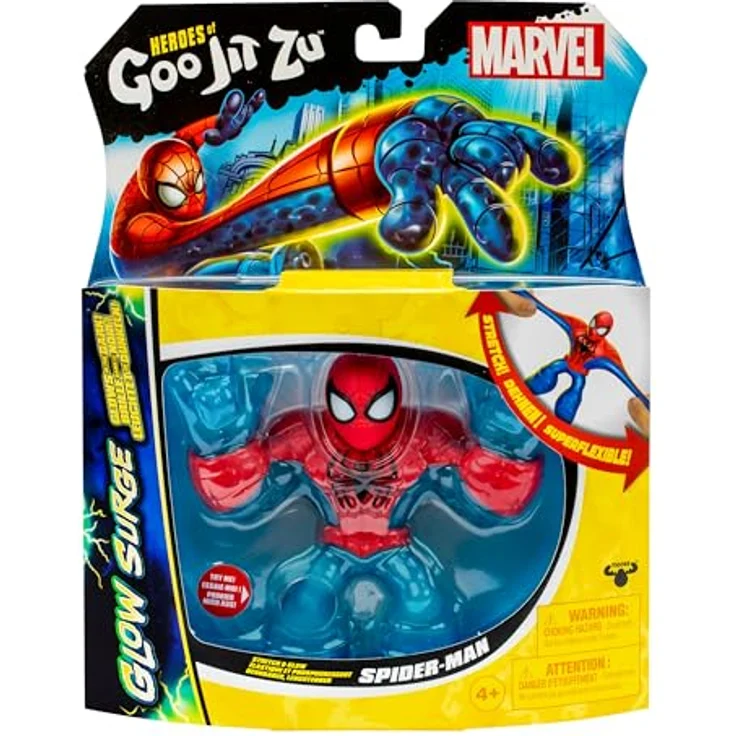 Heroes of Goo Jit Zu Spiderman Glow Surge, 11 cm leuchtende und dehnbare Sammelfigur mit einzigartiger Füllung und scrunchy Gefühl – Bild 2