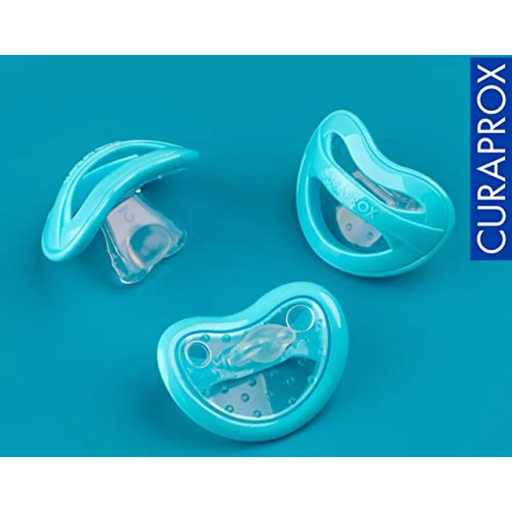 Curaprox Baby Size 0, Schnuller für 0-7 Monate, ergonomische Form, Turquoise – Bild 4