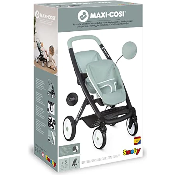 Smoby - Maxi Cosi Zwillings-Sportpuppenwagen - für Puppen bis 42 cm – Puppenwagen für zwei Puppen im Quinny-Design, für Kinder ab 3 Jahren – Bild 7