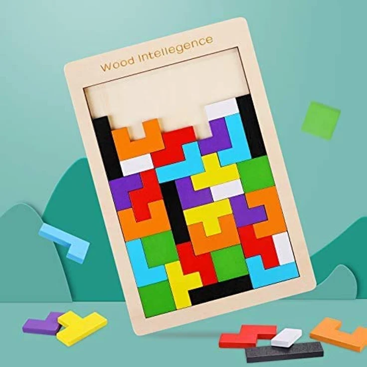 EACHHAHA Tetris Holzpuzzle Box Spielzeug,Montessori Spielzeug für Kinder,Gehirn Teaser Holzpuzzle Block,Lernendes Puzzle Spielzeug,Tangram Puzzles für Kinder 3 4 5 6 Jahre alt - Preisvergleich – Bild 9