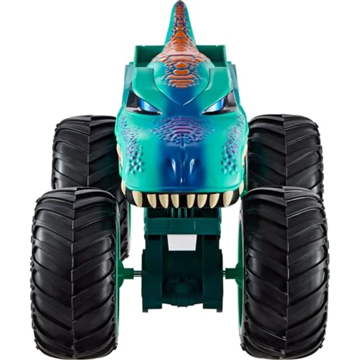 Hot Wheels Monster Trucks Mega Wrex OS 1:15, Spielzeugauto mit riesigen Rädern für Crash-Abenteuer, multicolor – Bild 3