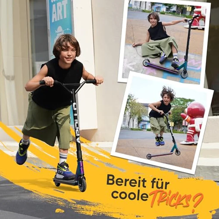 Apollo Stuntscooter Gravity, Kinder Roller für Tricks & Stunts, auch für Beginner, Aluminium, Rainbow – Bild 6