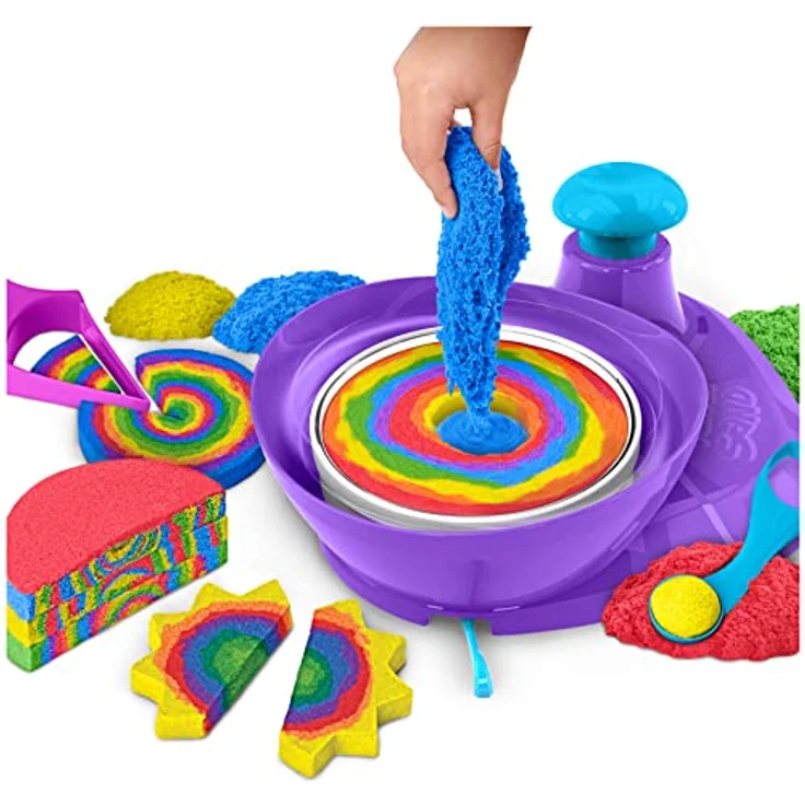Kinetic Sand Swirl 'n Surprise Set - mit 907 g original kinetischem Sand aus Schweden in vier Farben und Drehscheibe, Set für kreatives Indoor-Sandspiel, für Kinder ab 3 Jahren – Bild 2