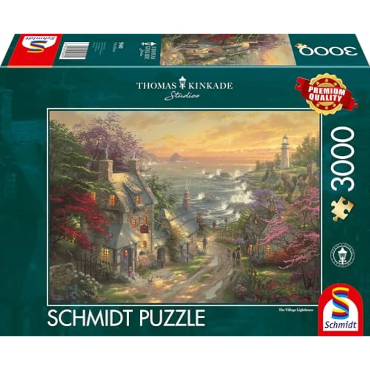 Schmidt Spiele Puzzle 59482 59482-Dörfchen am Leuchtturm, Thomas Kinkade, 3.000 Teile, bunt – Bild 5