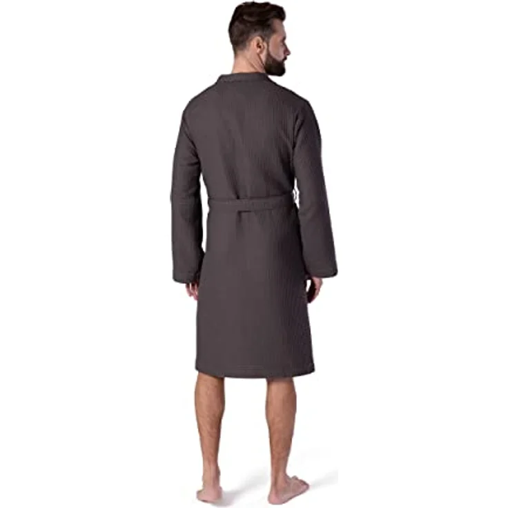 Möve Kimono Homewear, Bademantel ideal für Sauna & Spa, Piqué, Kurzform, Unisex, maritime Farben – Bild 2