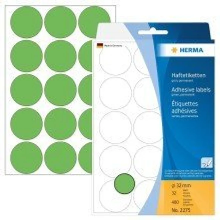 HERMA Klebepunkte 2275, selbstklebende Markierungspunkte, grün Ø 32,0 mm, 480 St. – Bild 2