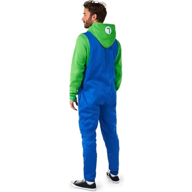 OppoSuits Luigi (XL), offizieller Super Mario Onesie in Grün, gemütlicher Einteiler für Gaming-Nächte und Couch-Momente – Bild 3