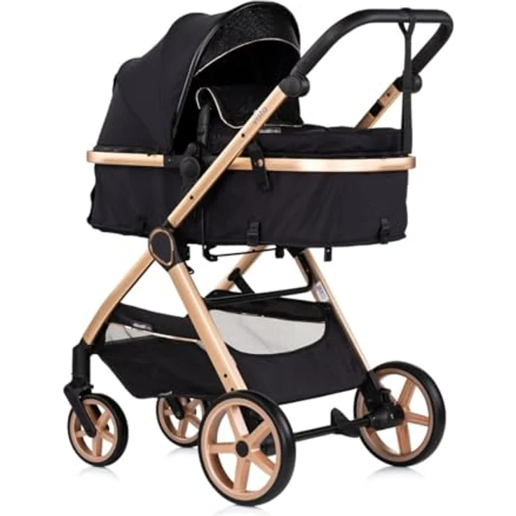 Chipolino Kombikinderwagen Vista 2 in 1, mit Wickeltasche, Fußabdeckung, verstellbare Rückenlehne, schwarz – Bild 2