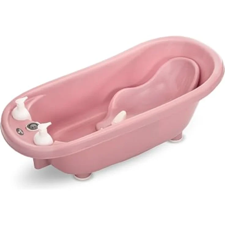 Lorelli Babybadewannen-Set Babybadewanne 88 cm Badesitz Badewannenständer Ablauf, pink – Bild 3