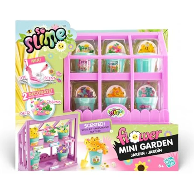 Canal Toys So Slime Flower Mini Garten, Kreativset mit Mini Gewächshaus, 6 bunten Blumentöpfen, Duft- und Farbpulver, Charms und Stickern, für Kinder ab 6 Jahren - SSC419 – Bild 2