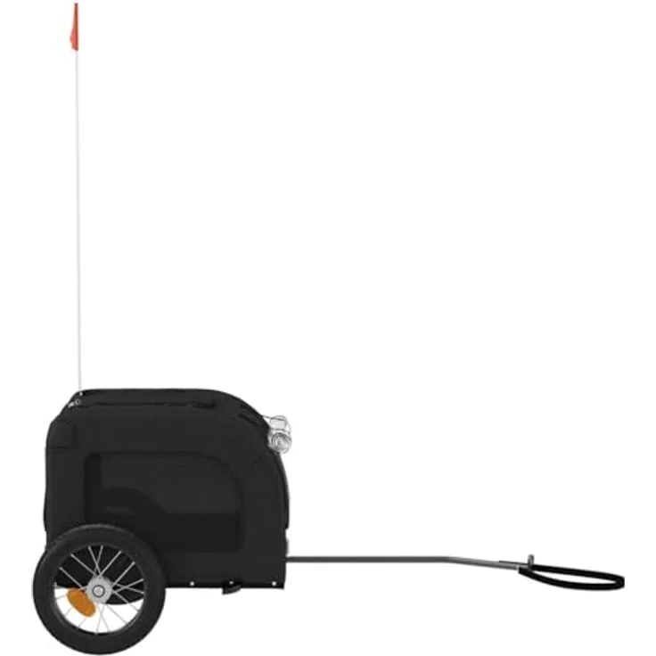 vidaXL Fahrradanhänger Hunde, Schwarz, aus Oxford-Gewebe und Eisen, max. Belastbarkeit 30 kg, mit PVC-Dach und Reißverschluss-Türen – Bild 7