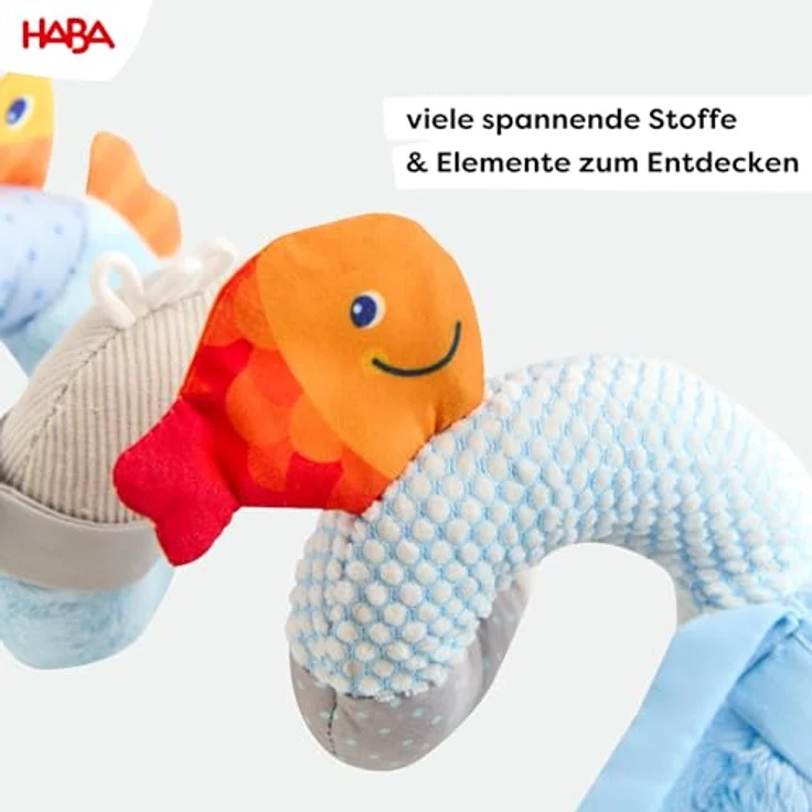 Haba Mobile Spirale Pinguin, Baby-Mobile mit Glöckchen, knisternden Stoffen und Spiegelfolie – Bild 4