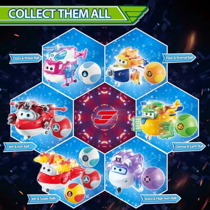 Super Wings Jett, Iron Power Super Ball, 12,7 cm verwandelbares Flugzeug und Roboter-Spielzeug für Kinder, bewegliche Gelenke, ab 3-8 Jahren – Bild 5