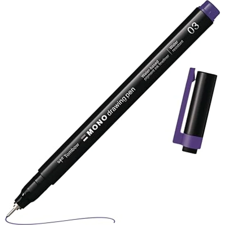 Tombow MONOdrawing Fineliner lila 0,35 mm, präziser Filzstift mit wasserfester Tinte und Clip – Bild 1