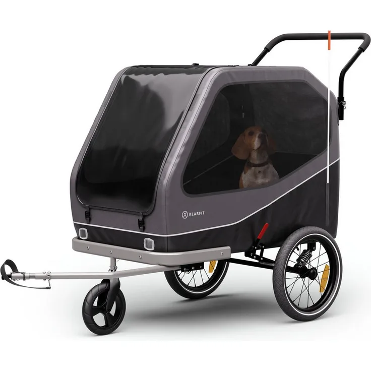 KLARFIT Fahrradkinderanhänger Goldie Buggy, Wetterfest Hund klappbar Stahl 20-28"