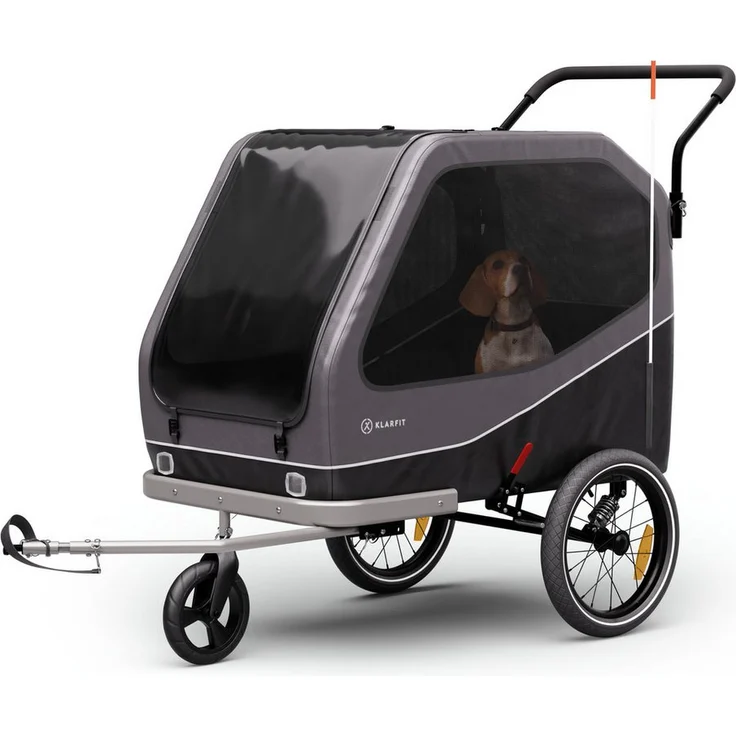 KLARFIT Fahrradkinderanhänger Goldie Buggy, Wetterfest Hund klappbar Stahl 20-28" – Bild 1