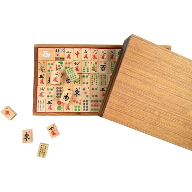 Philos Mah Jongg mit arabischen Zahlen, Brettspiel für 4 Personen in Deutsch, Spanisch, Französisch, Italienisch und Englisch – Bild 3