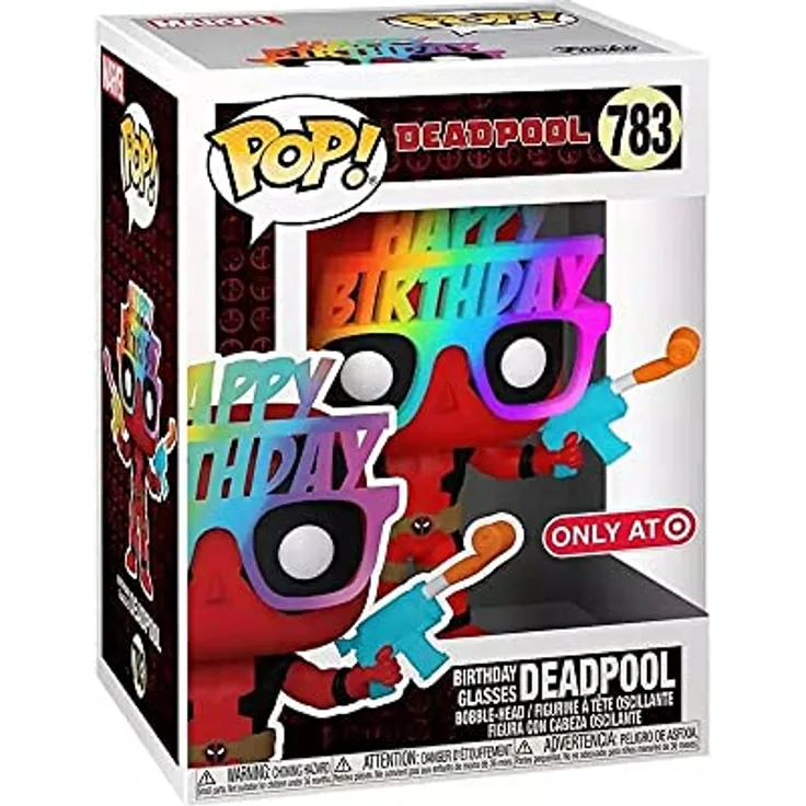POP Deadpool 30th Birthday Glasses Deadpool Vinyl Figur 783, Unisex Sammelfigur aus langlebigem Material