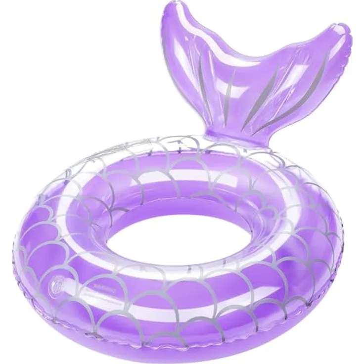 HeySplash Aufblasbarer Schwimmring im Meerjungfrau-Design, PVC Schwimmreifen für Kinder/Erwachsene, lila, geeignet für 38-88 lbs